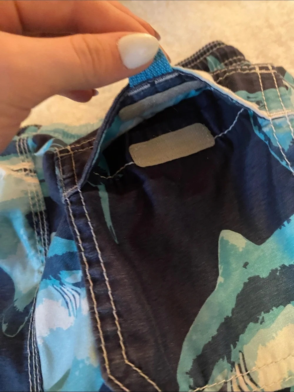 GAP Kids Navy and Turquoise Shark Swim Trunks